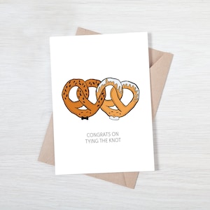 WEDDING pun greeting card, "Congrats on tying the knot", Mr & Mrs, congratulations newly wed, just married, celebration, card wishing well