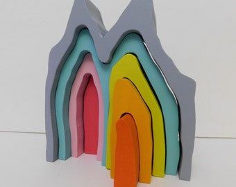 Waldorf Cave Arch, Educational Wooden Puzzle, Waldorf Wooden Organic Toys, Nursery Decor