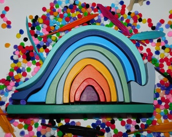 Wooden Rainbow Stacker Waldorf & Montessori Toy - Etsy