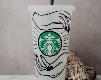 Witchy Crystal Ball Starbucks Cold Cup, Witch Spiritual Tumbler, Personalized Witch Tumbler, Venti Reusable Cold Cup, Personalized Gift