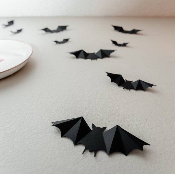 Origami Bats Halloween Wall Decor, Card Stock Cut-outs (18 Pieces)