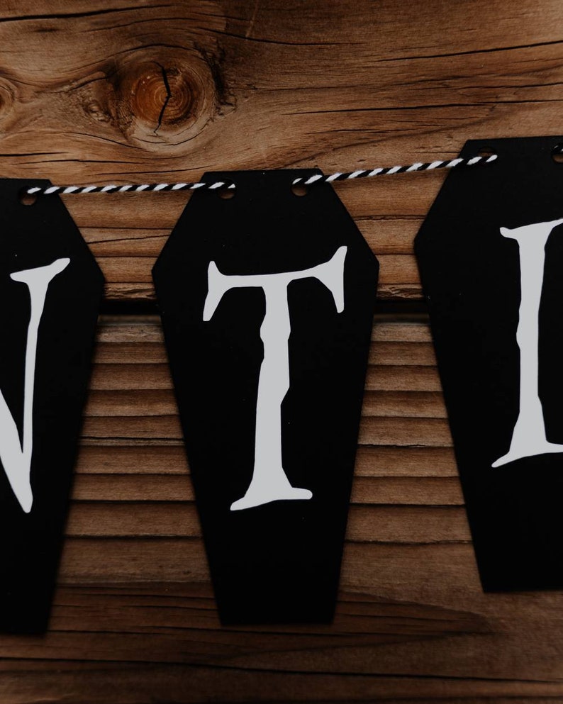 30th Birthday Coffin Banner, Death To My Twenties Garland, October Birthday Decor, Goth Banner, Birthday Party Decoration,Halloween Birthday image 3