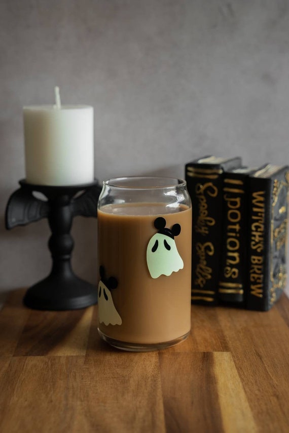 Glow In The Dark Disney Ghost Glass Coffee Cup, Spooky Season Beer Can Glass
