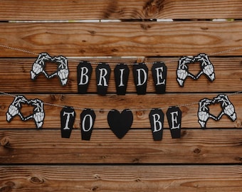 Bride To Be Banner, Engagement Banner, October Wedding Decor, Goth Banner, Emo Wedding Decoration, Halloween Wedding