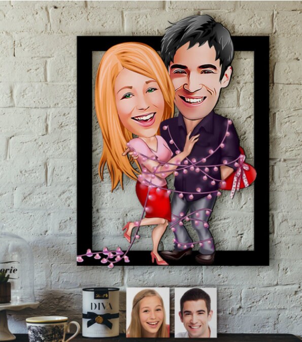 Personalized Couple Cartoon Wooden Wall Art Custom Design Wall Etsy UK