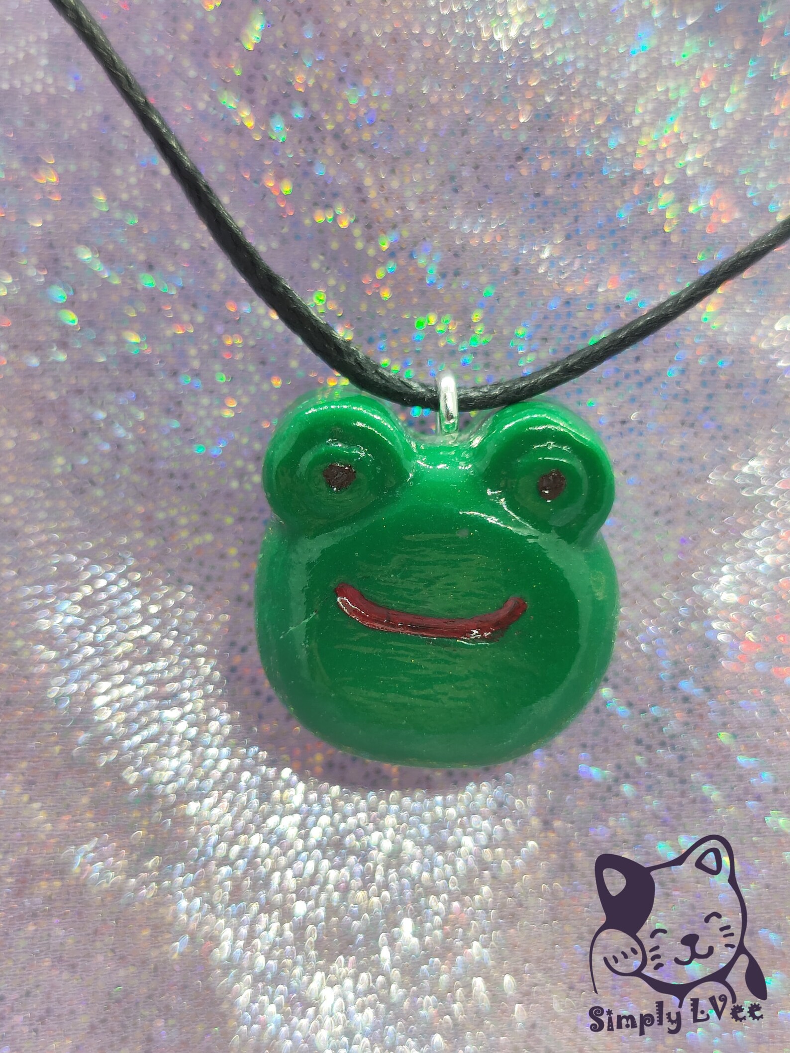 Handmade Green Frog Pendant Necklace Charm Etsy