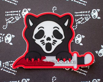 Ghost Face Slasher Kitty Waterproof Vinyl Sticker