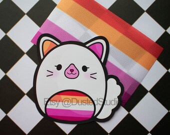 Lesbian Pride Cat Gloss Sticker