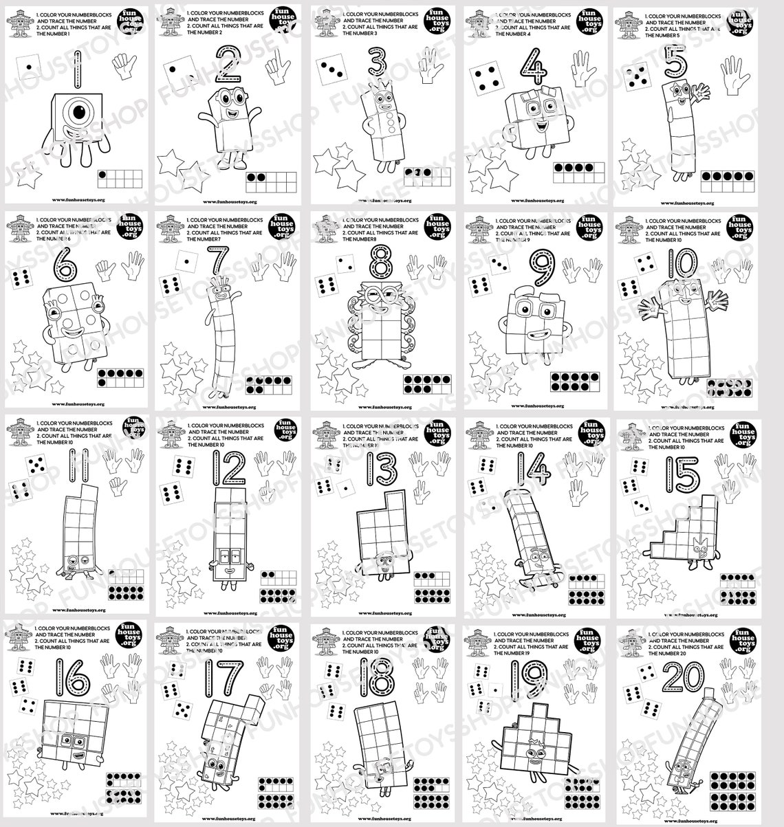 Numberblocks Worksheets Learn Numbers Etsy Numberblocks Worksheets Learn Numbers Etsy