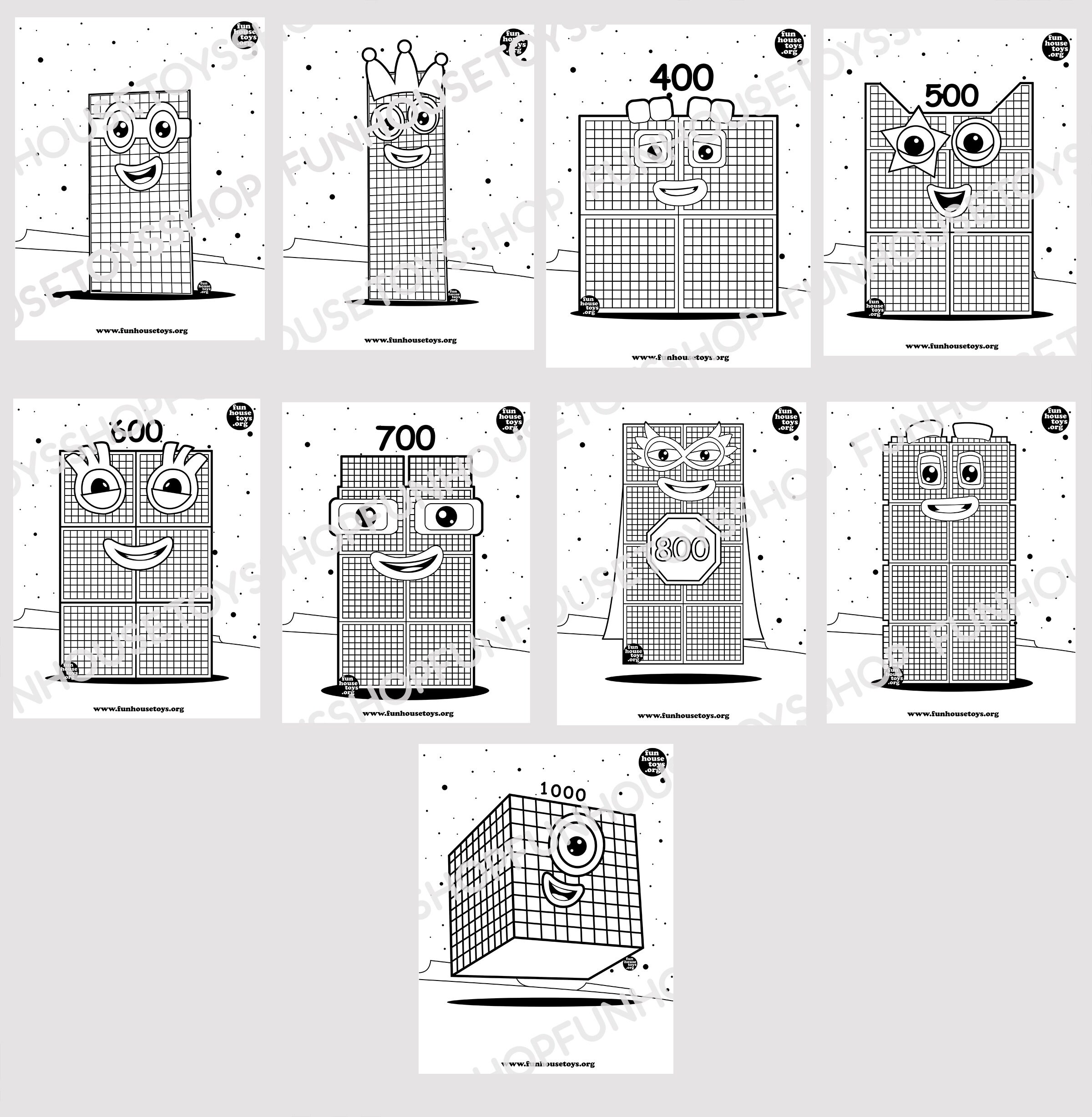 NumberBlocks Coloring Pages 100