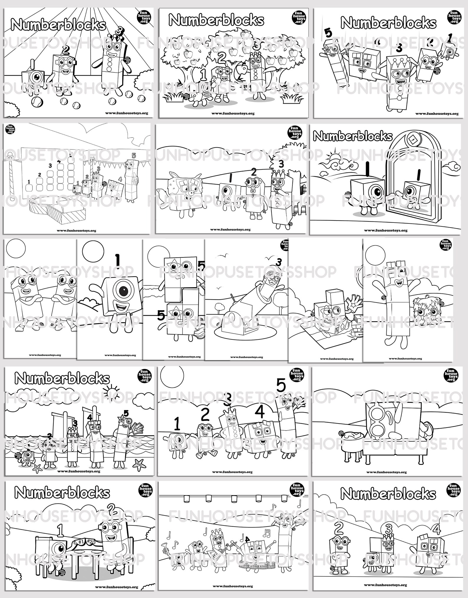 Assorted Numberblock Coloring Pages Digital Download | Etsy