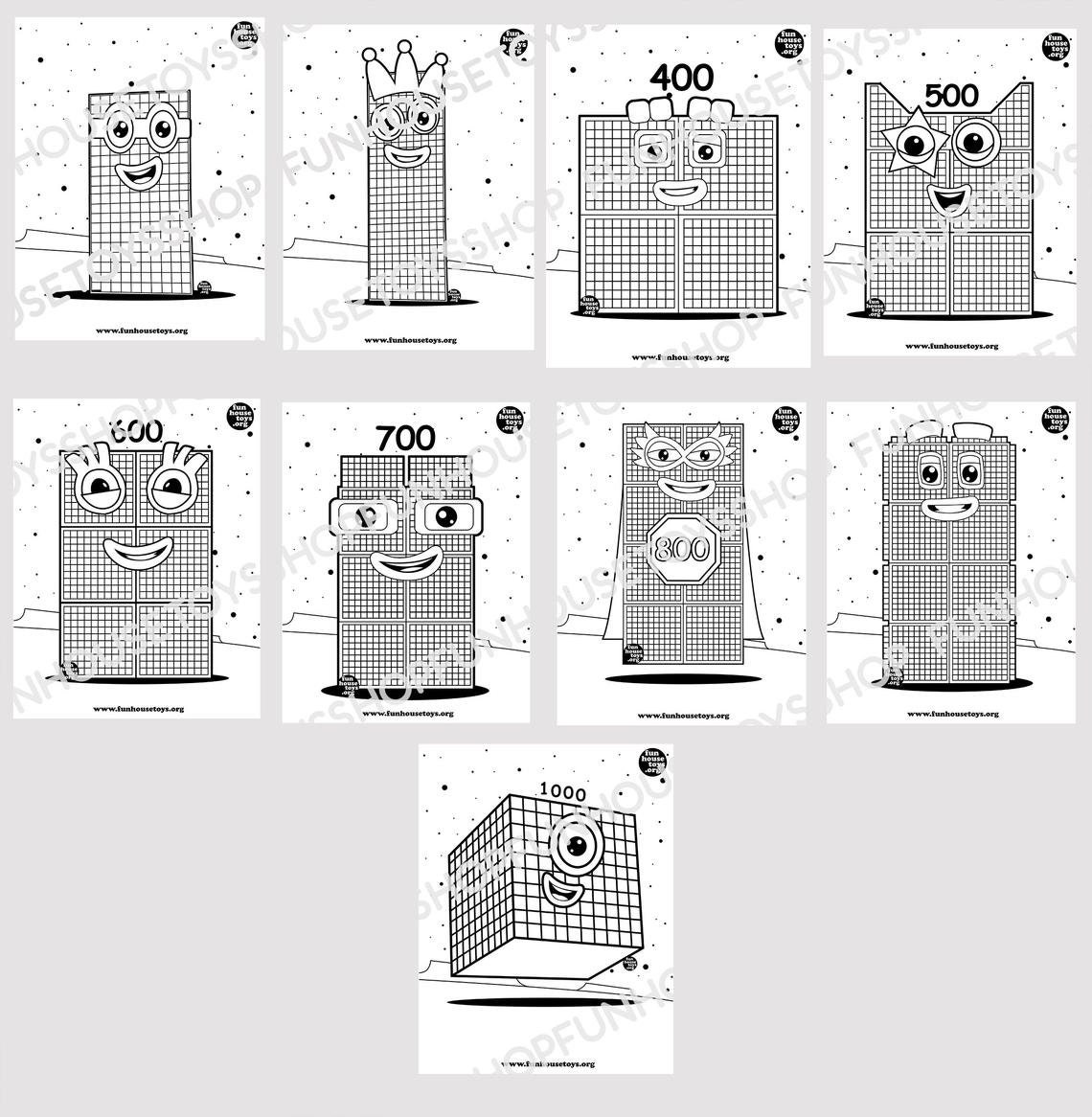 Numberblocks 200 to 1000 Coloring Book Print | Etsy