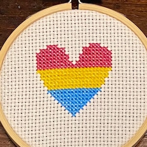 Pansexual Pride Heart Cross Stitch Pattern