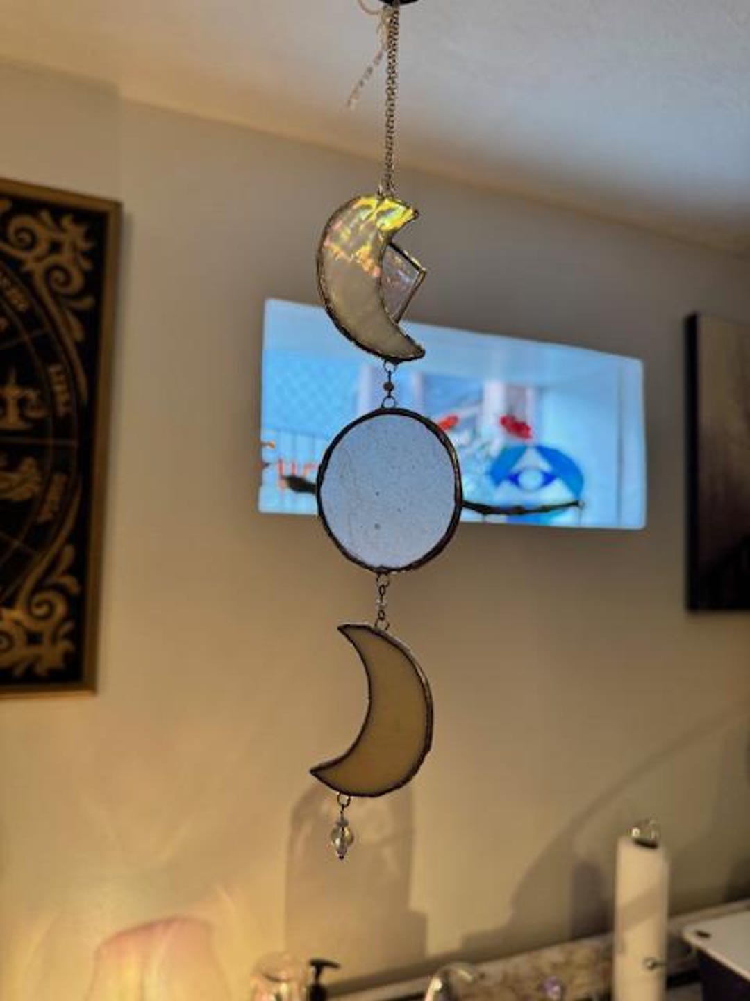 3 Moon Phase Stained Glass Suncatcher - Etsy