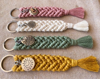 Personalised macrame keychain with a special message, Eco friendly, Handmade and unique