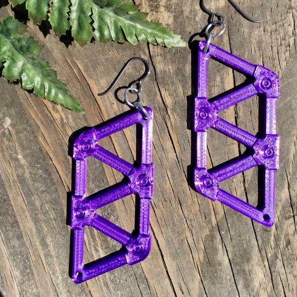 Sci Fi Earrings  Cyberpunk Earrings  3D Printed Earrings  Niobium Earrings  Gift For Her