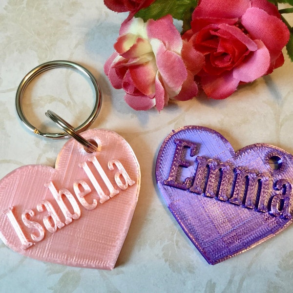 Personalized Name Keychain  3D Printed Keychain  Keychain Charm  Bag Charm  Keychain Favors  School Bag  Valentine's Day Gift