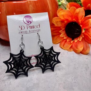 Spiderweb Halloween Earrings with Niobium Ear Wires for Sensitive Ears 3D Printed Gift for Her