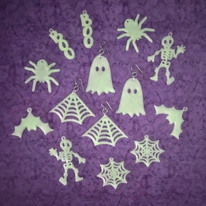 Glow In The Dark Halloween Earrings with Niobium Ear Wires for Sensitive Ears 3D Printed