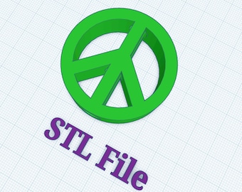 3D Print File  Peace Sign Straw Topper STL File  Straw Buddy STL File for 3D Printing  Digital Download