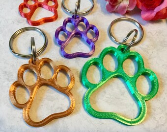 Paw Print Keychain  3D Printed Paw Print Keychain Charm  Zipper Charm  Bag Charm  Backpack Charm  Keychain Favors  Gifts Under 5