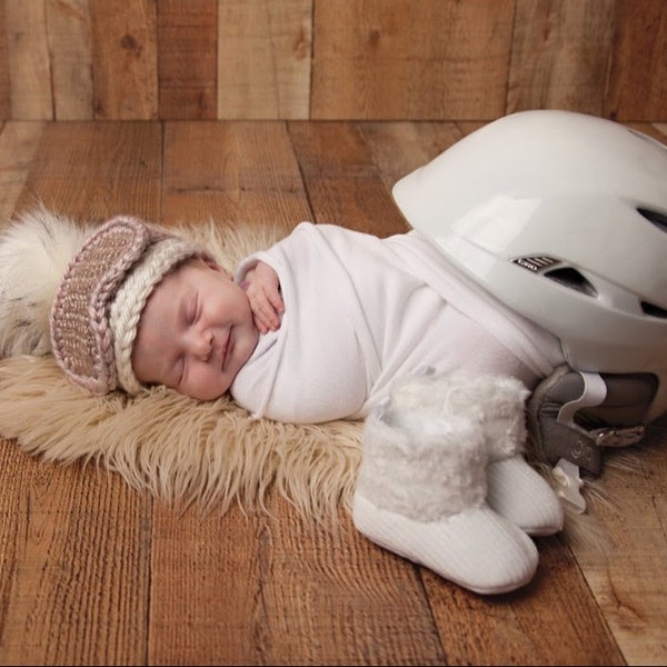 Ski Goggle Beanie / NEWBORN Ski Hats / Baby Pompom Hat/ Ski Apparel / Apres Ski / Mountain Wear / Lil' Rippers /Newborn Photo Prop