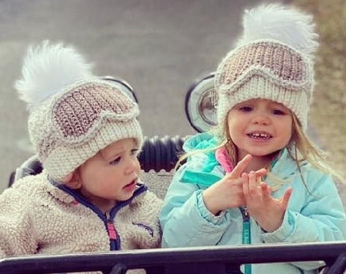Ski Goggle Beanie / INFANT Ski Hats / Baby Pompom Hat/ Ski Apparel / Apres Ski/ Mountain Wear / Lil' Rippers