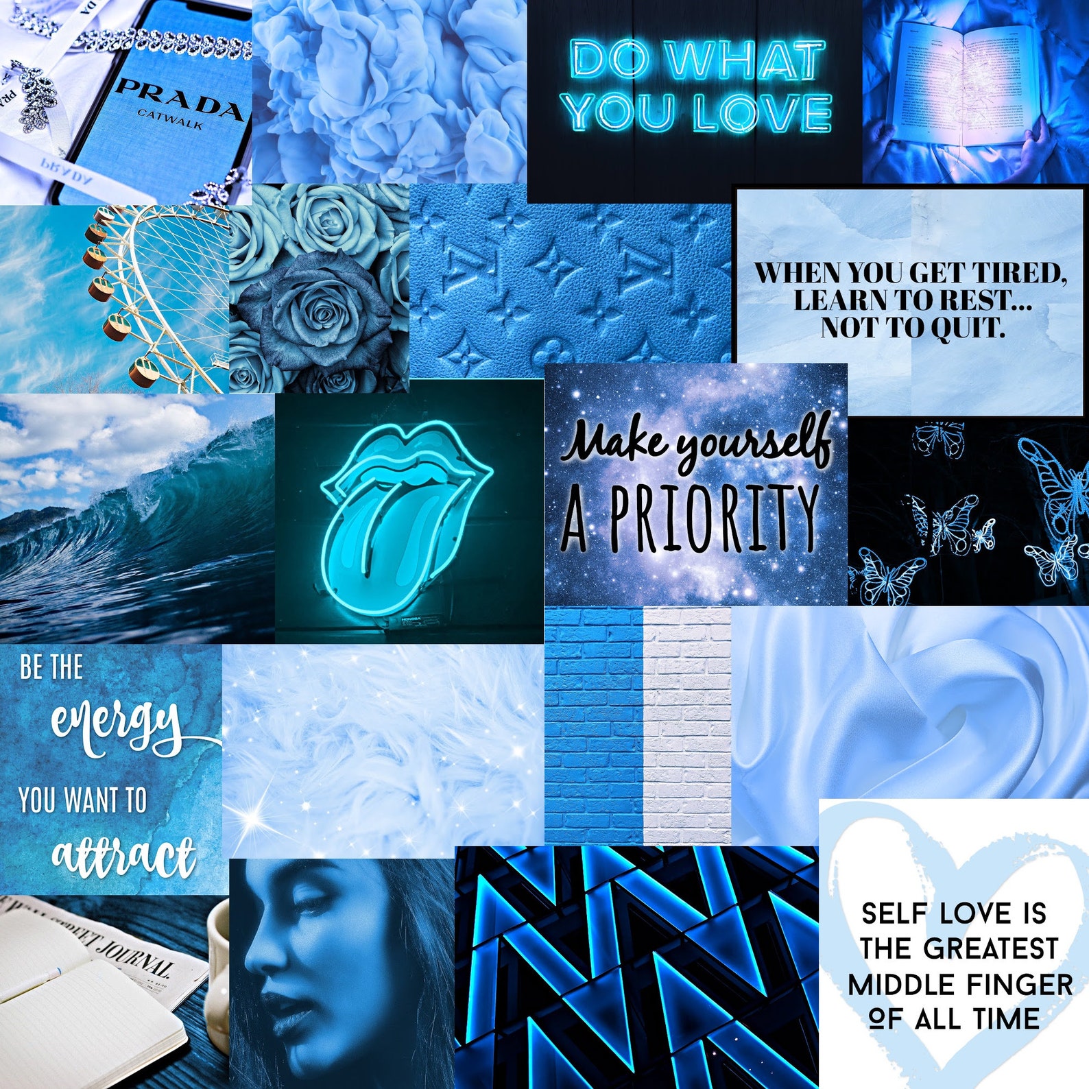 Blue Aesthetic Collage Wall Kit 50 Pics - Etsy
