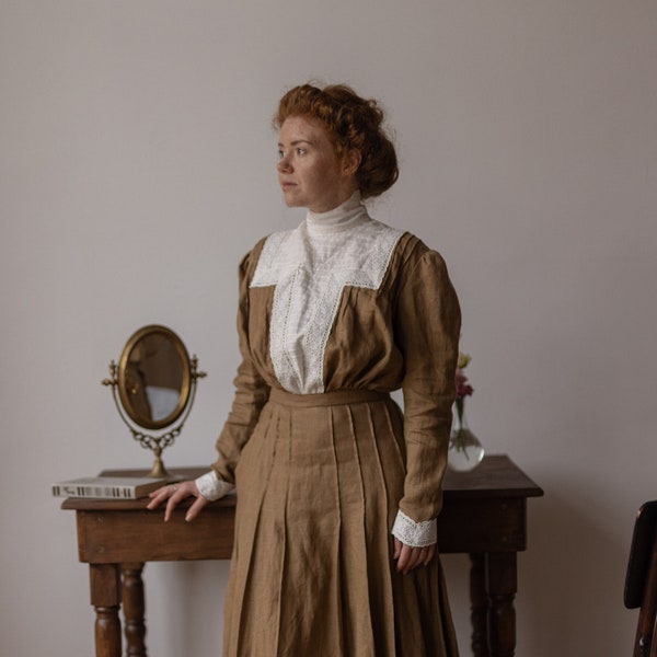 Suit "Helen" in 1910s style Edwardian vintage style wool linen dress