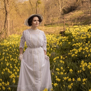 Dress "Lidia" in Edwardian Victorian style tea white day dress suffragette gibson girl style