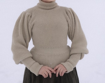 Edwardian Bicycle Sweater, Wool Blend Jumper, Historical Knitwear