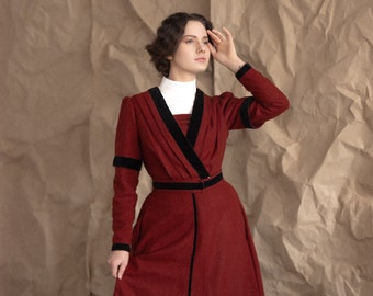 Suit "Millicent" in 1910s style Edwardian vintage style wool linen dress