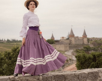 Skirt "Helen" in 1910s style Edwardian vintage style wool linen dress