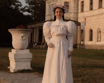 Dress "Bertha" with mutton leg sleeves in Edwardian Victorian style