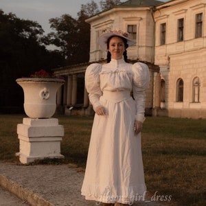 Dress "Bertha" with mutton leg sleeves in Edwardian Victorian style