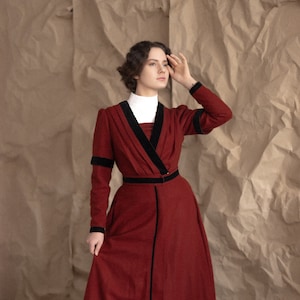 Suit "Millicent" in 1910s style Edwardian vintage style wool linen dress