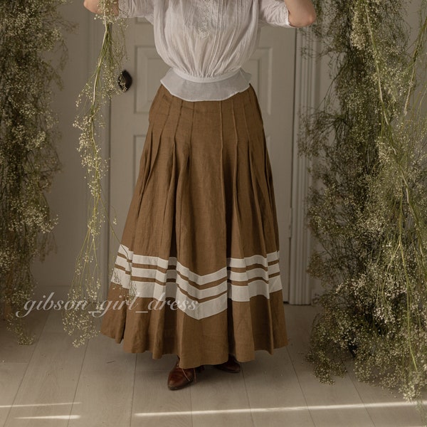 Skirt "Helen" in 1910s style Edwardian vintage style wool linen dress