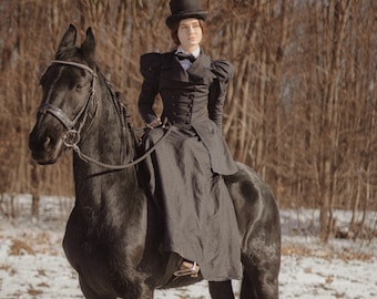 Suit for horse riding Jacket and skirt "Amazons" in Edwardian Victorian style