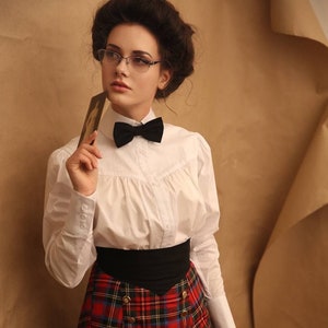 Blouse &quot;Suffragette&quot; in white in edwardian victorian style