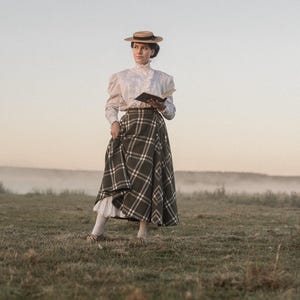 Skirt &quot;Suffragette&quot; in tartan Edwardian vintage style