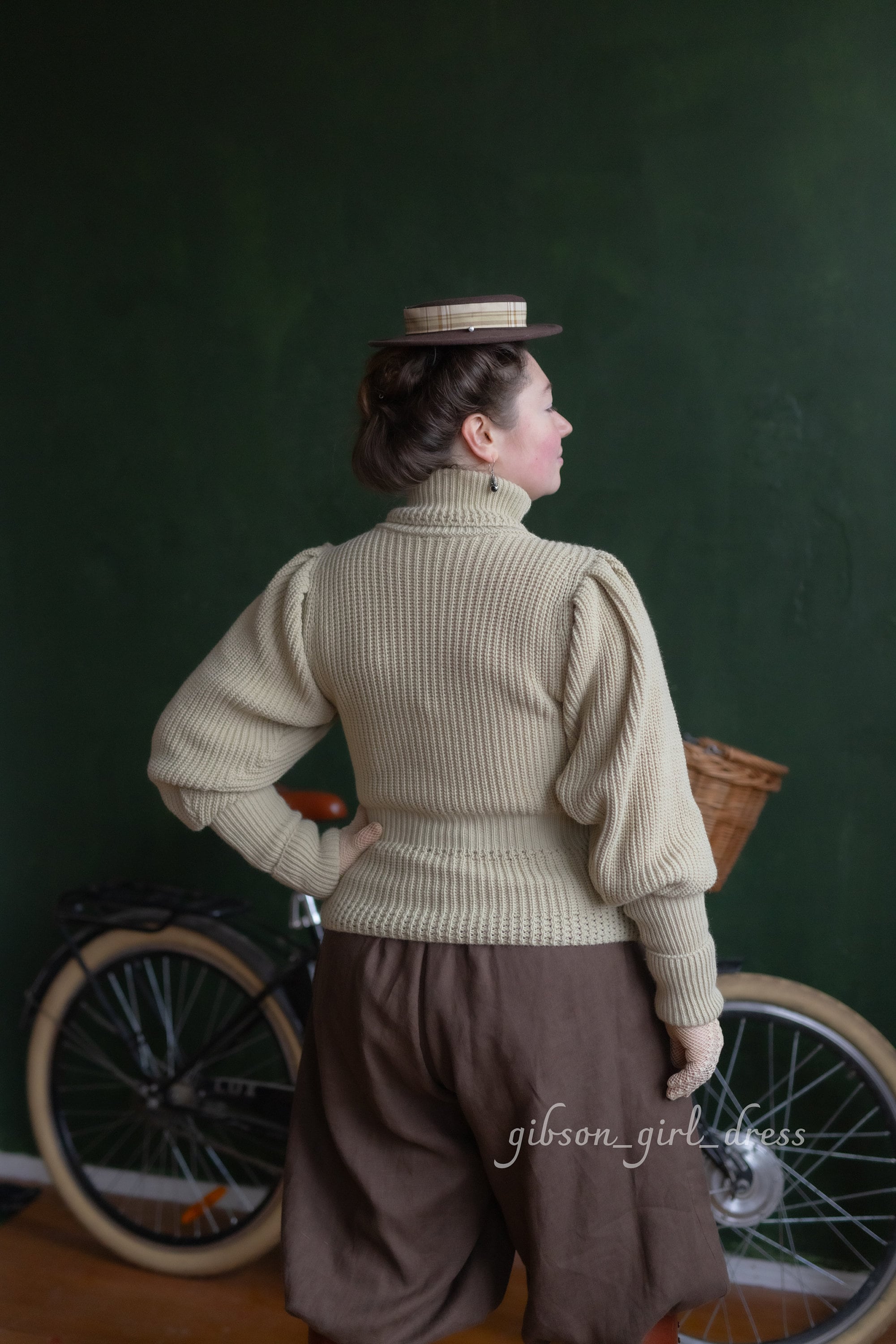 Edwardian Bicycle Sweater, Wool Blend Jumper, Historical Knitwear