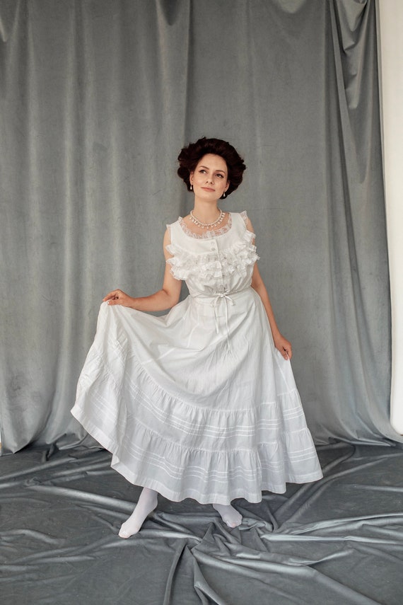 Edwardian Lingerie Set Corset Cover and Petticoat 1900s 