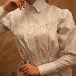 Blouse Suffragette in white in edwardian victorian style imagem 3