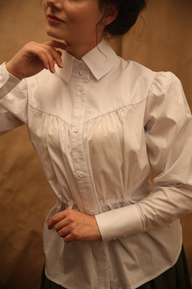 Blouse Suffragette in white in edwardian victorian style imagem 3