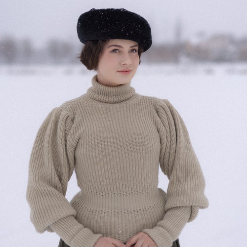 Pull cycliste édouardien, pull en laine mélangée, tricots historiques, pull d'hiver cottagecore, tricot de style vintage