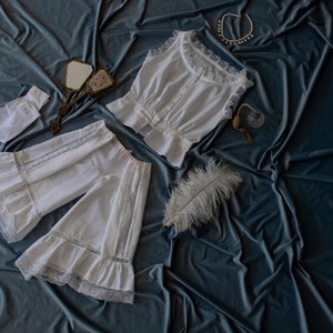 Edwardian lingerie set Camisole and Open drawers 1900
