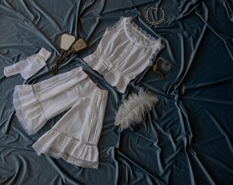 Edwardian lingerie set Camisole and Open drawers 1900