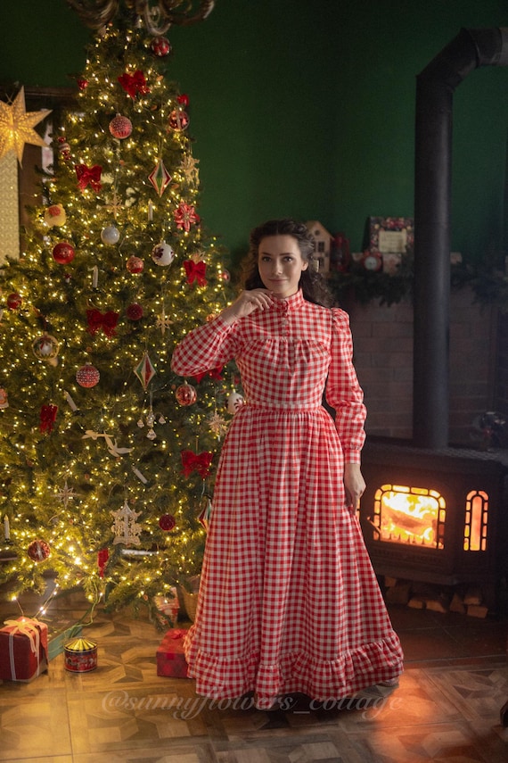 christmas gingham dress christmas dress for women Portland Plaid Red Women's Dress  Classic Whimsy