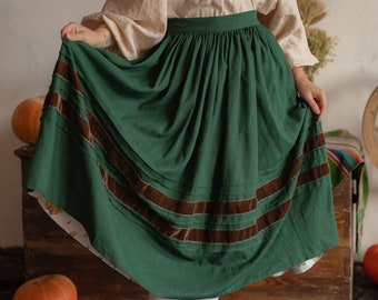 Skirt "Natalia" linen-viscose  in Ukrainian traditional vintage style