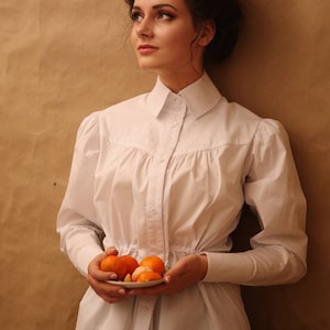 Blouse Suffragette in white in edwardian victorian style imagem 2